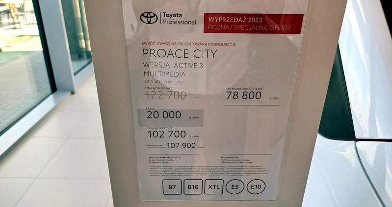 Toyota Proace City cena 121401 przebieg: 4, rok produkcji 2023 z Knurów małe 11